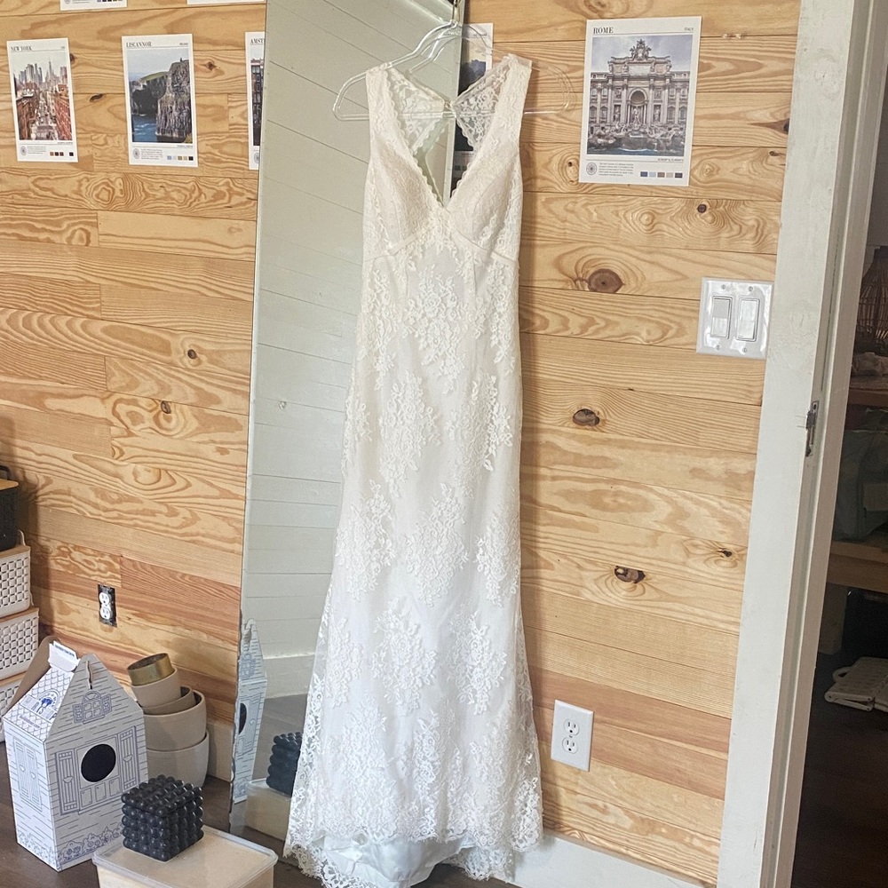Elegant Lace and Satin Ivory Vintage Bohemian Mermaid Open Back Wedding Dress
